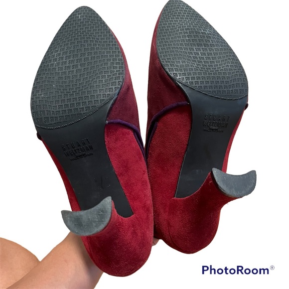 Stuart Weitzman Burgundy Suede Booties Size 7M - Picture 5 of 5